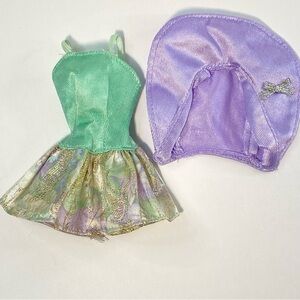 1993 Barbie Sparkle Pretty Fashion Doll Outfit Mint Purple Party Dress & Jacket